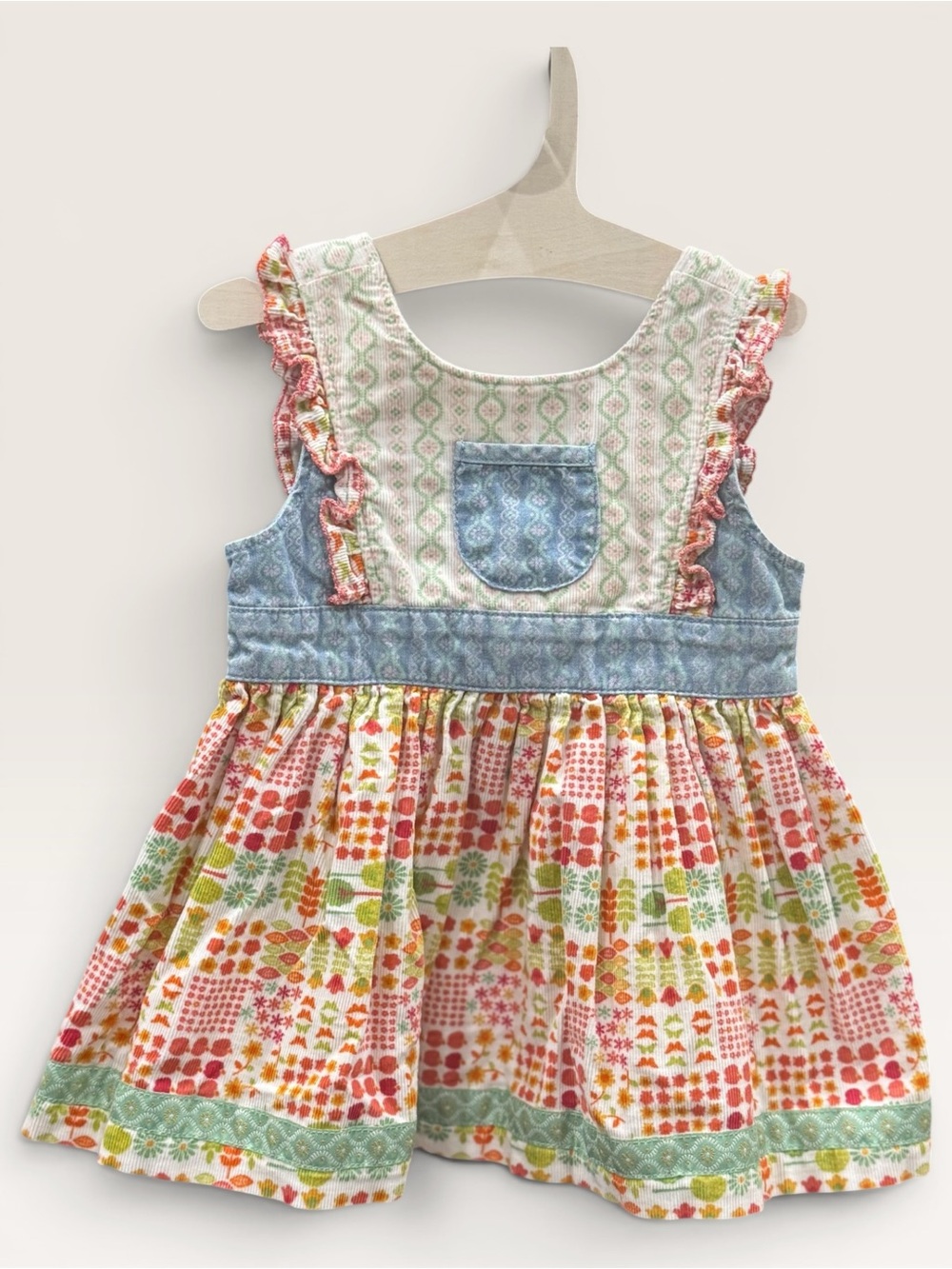 +NWOT Matilda Jane Baby Girl Mixed Print Ruffle Strap Pocket Dress 3-6M